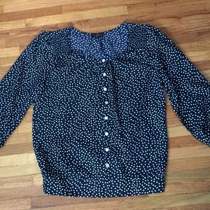The Limited Navy Polka Dot Sheer Top